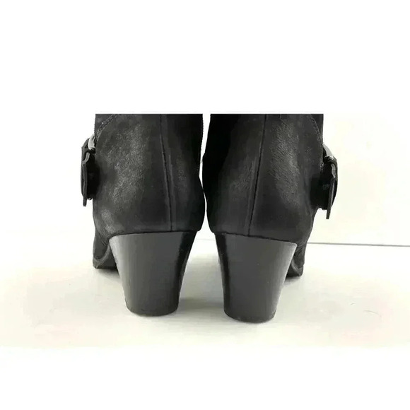 Paul Green Black Suede Leather Women's Boots 5 Kimberly Knee High Buckle Zipper - Picture 7 of 16